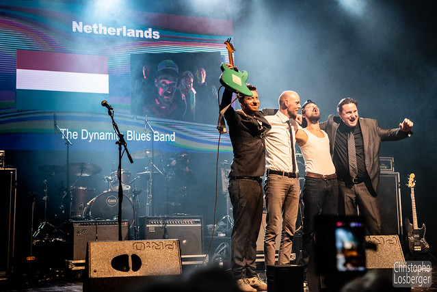 Wesley van Werkhoven (bluesharp, vocals), Jacob Jan van Duijn (guitar), Renzo van Leeuwen (bass), Jan Aandewiel (drums) The Dynamite Blues Band (NL) @ EBC, 9th European Blues Challenge 2019, Ponta Delgada, Sao Miguel, Azores (Portugal), 05-06.04.2019. 3rd place at the EBC2019. (c) Christophe Losberger
