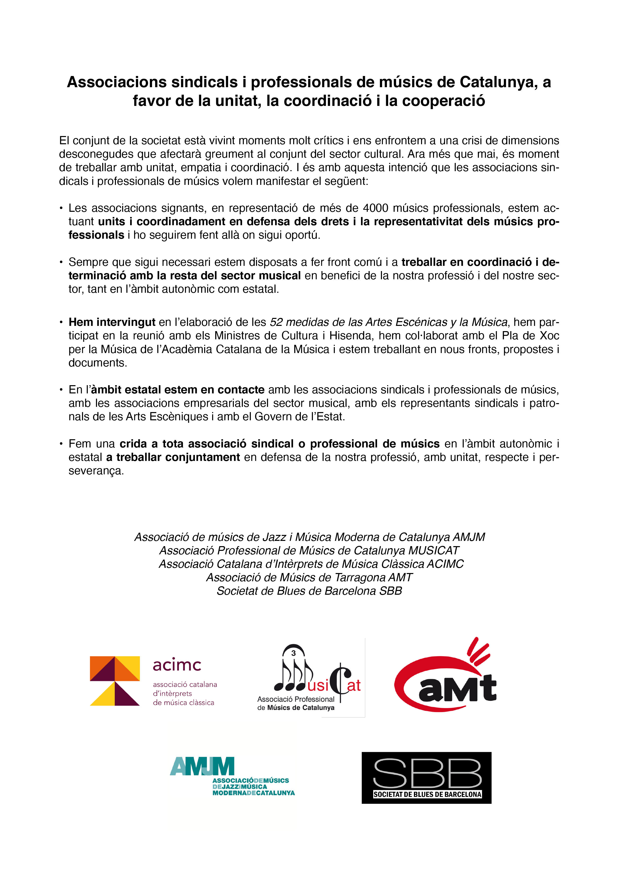 V2Comunicat muìsics Catalunya
