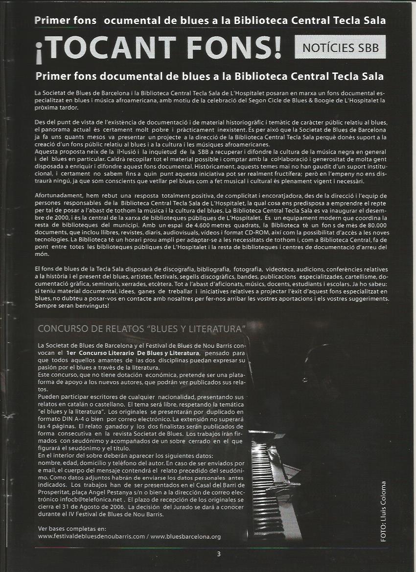 Inicis del Fons de Blues. SBB Blues Magazine nº3