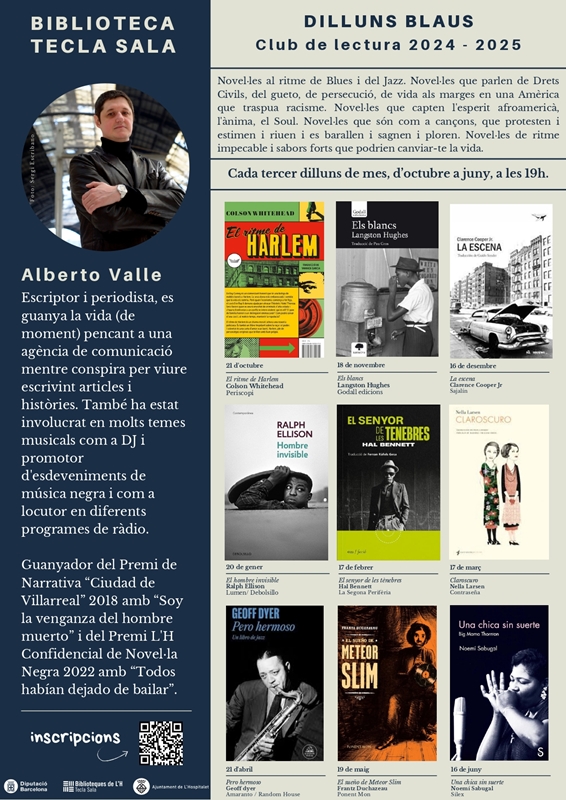 Cartel Taller Lectura Lunes Blues 2024. Biblioteca Tecla Sala